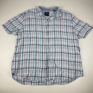 Tommy Bahama Men's Size 2XL 100% Linen BBQ Shirt Short Sleeve Plaid